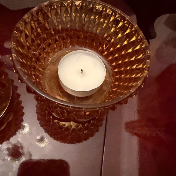 Amber Diamond-Cut Glass Fairy Light - Home Accent by Indiana Glass Co - Picture 3 of 5